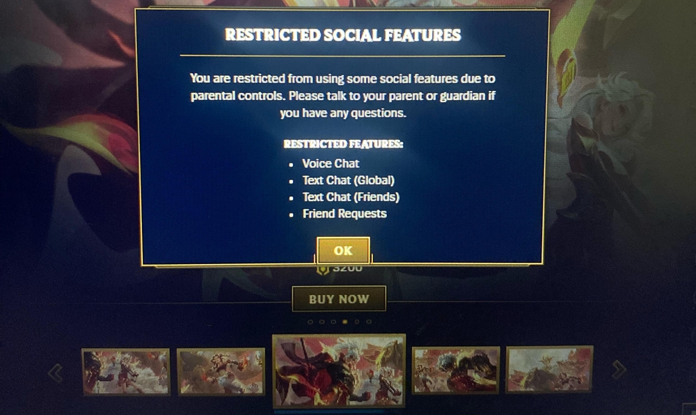 Родительский контроль в League of Legends