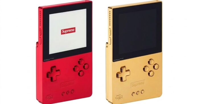 Analogue Pocket x Supreme 24K gold edition
