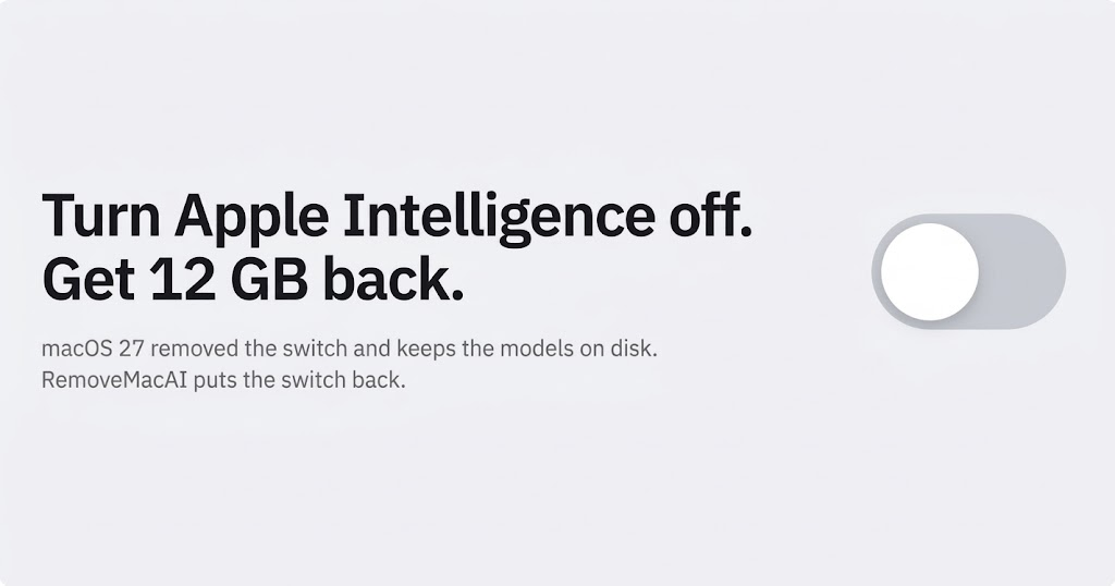 RemoveMacAI освобождает 12 ГБ на Mac